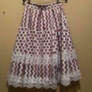 NEW tea length white formal skirt with nude lining